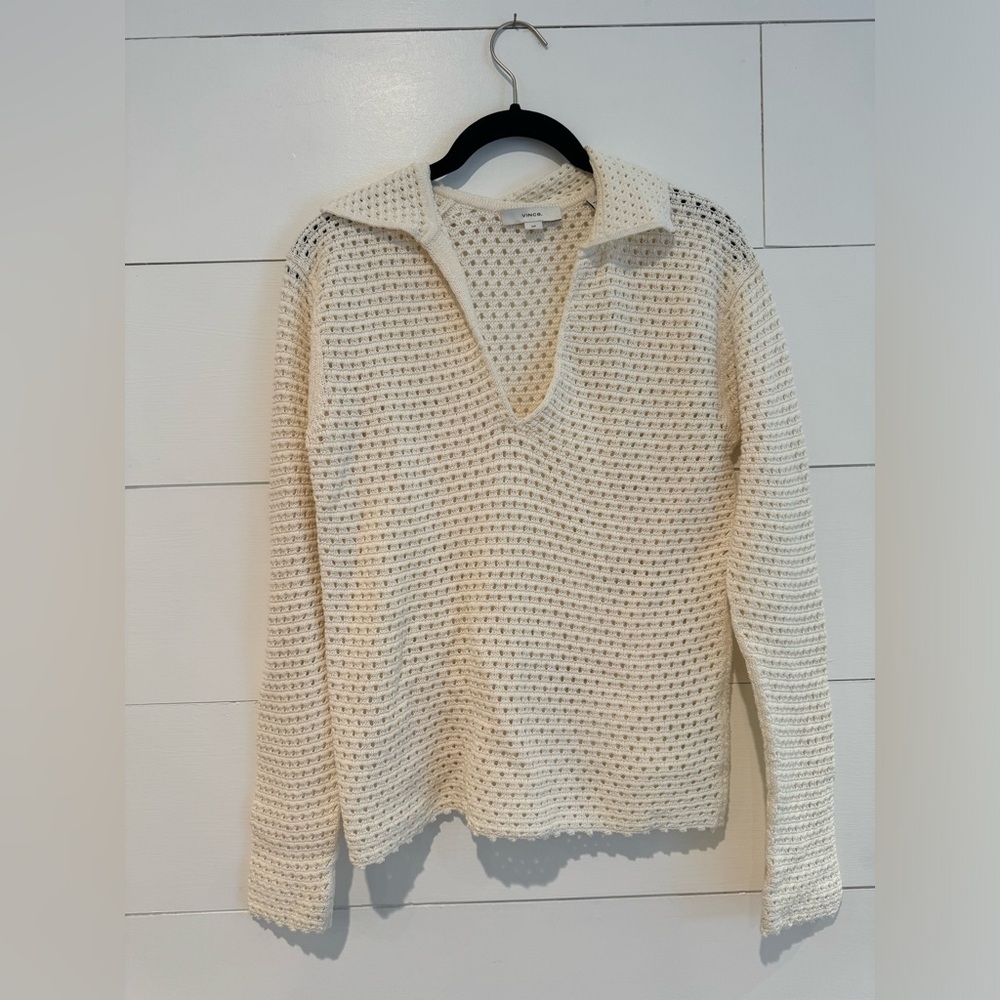 Vince open weave cotton sweater size small